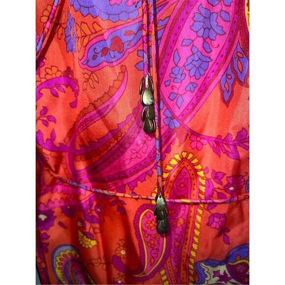 Ralph Lauren 100% Silk Paisley SemiSheer Tunic Top Small - Picture 5 of 11